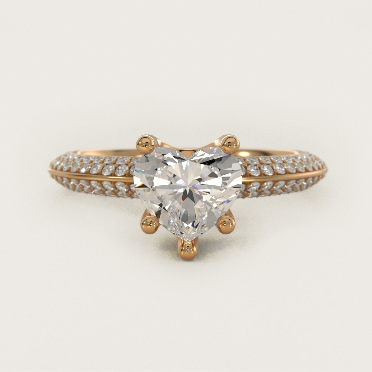 The Gallery Collection? Rolled Micropav? Diamond Engagement Ring in 18k Yellow Gold (3/8 ct. tw.) - Heart Center