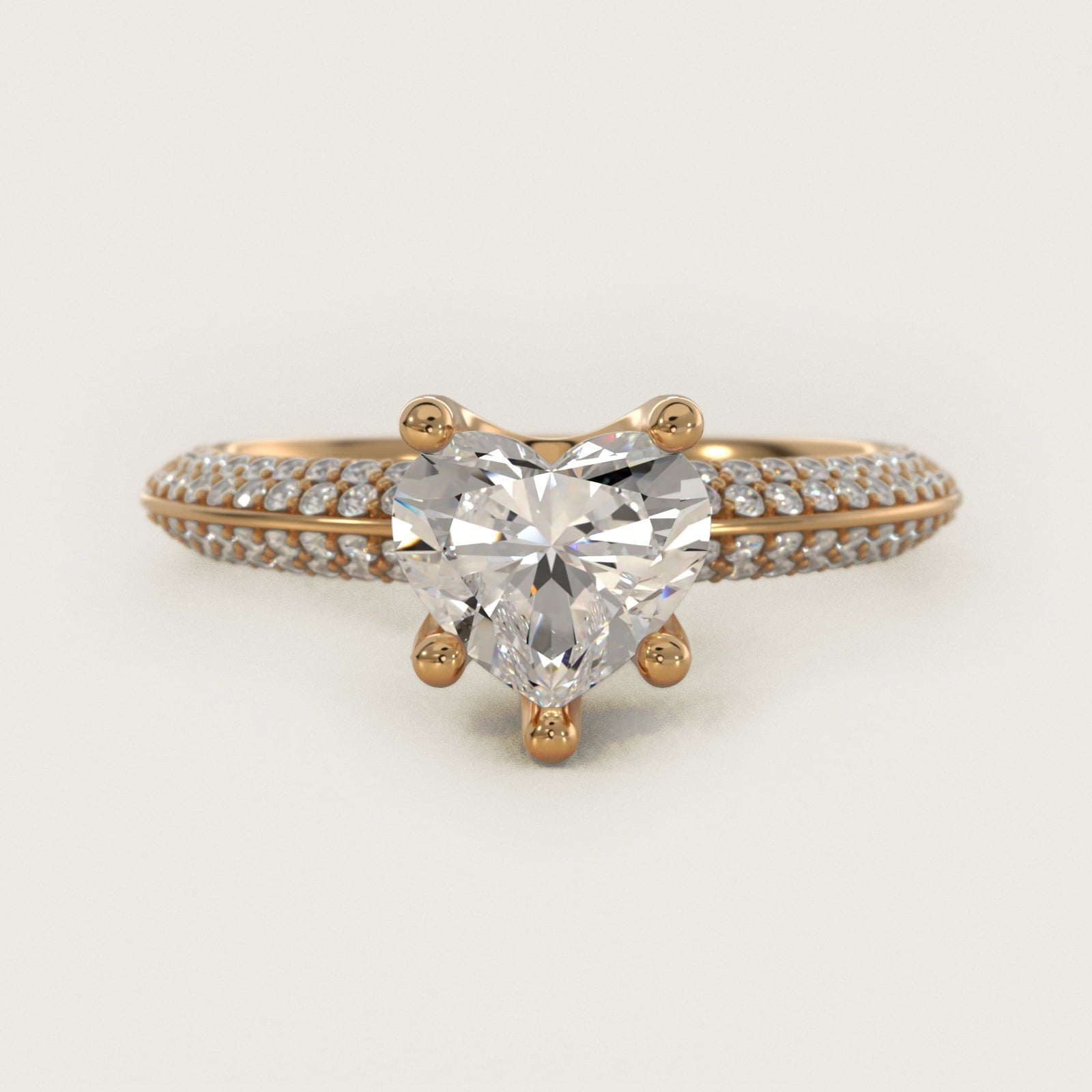 The Gallery Collection? Rolled Micropav? Diamond Engagement Ring in 18k Yellow Gold (3/8 ct. tw.) - Heart Center
