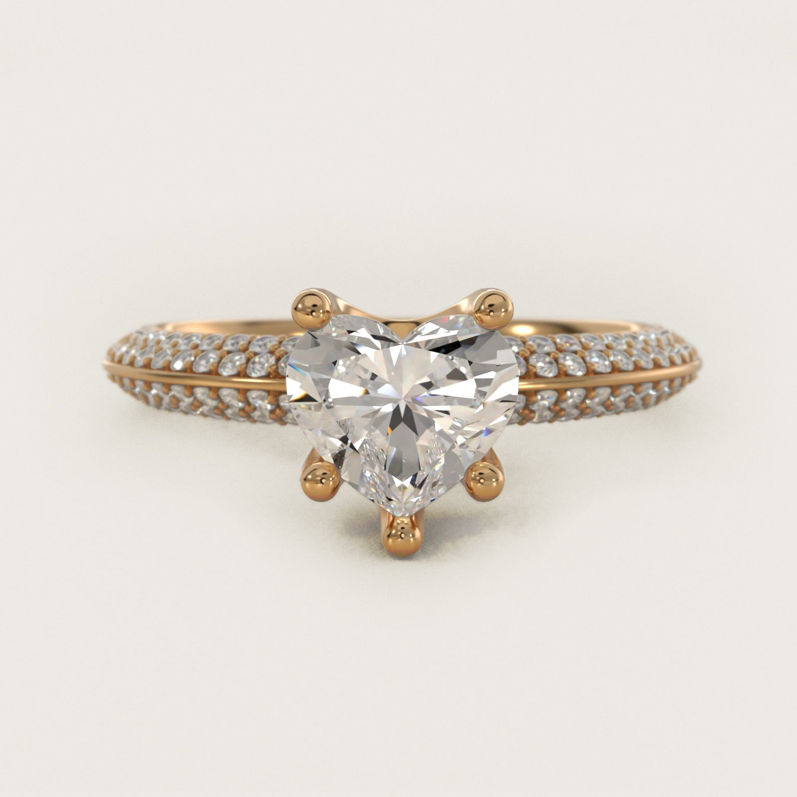The Gallery Collection™ Knife Edge MicropavŽ Diamond Engagement Ring in 18k Yellow Gold (3/8 ct. tw.) - Heart Center