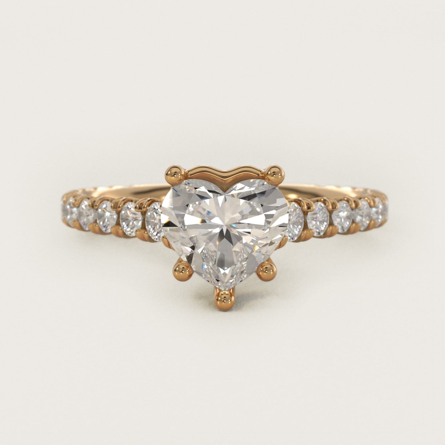 The Gallery Collection™ Cathedral PavŽ Diamond Engagement Ring in 14K Yellow Gold (5/8 ct. tw.) - Heart Center