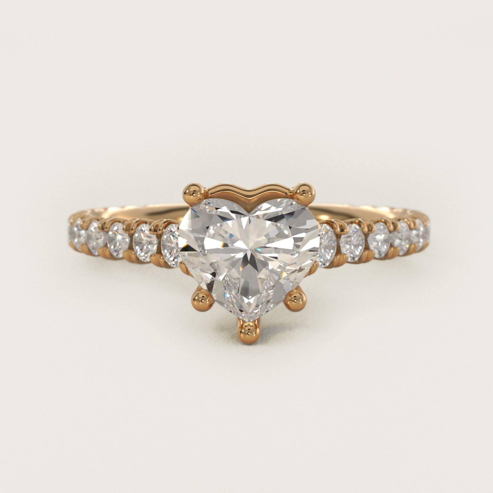 The Gallery Collection™ Cathedral PavŽ Diamond Engagement Ring in 14K Yellow Gold (5/8 ct. tw.) - Heart Center