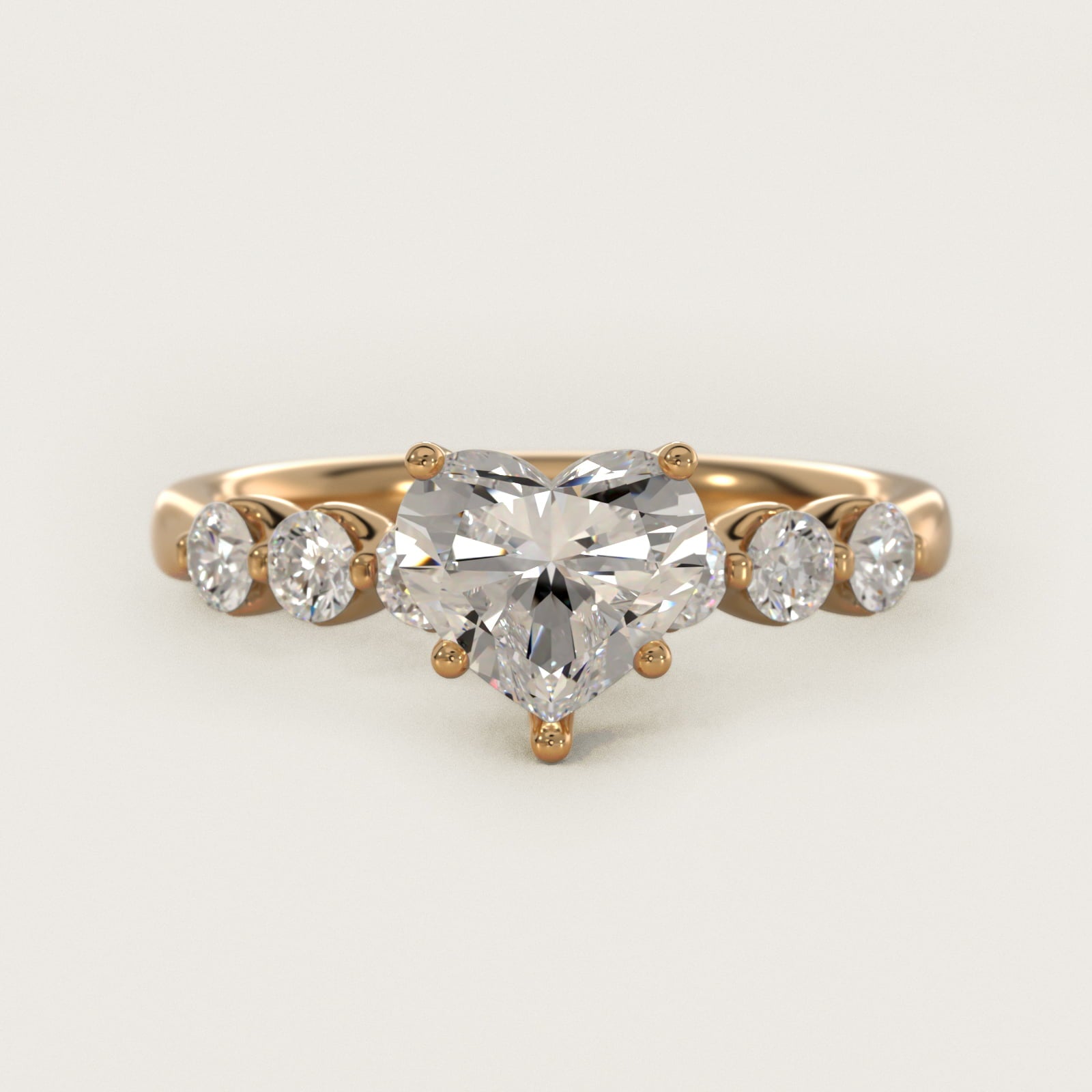 The Gallery Collection™ Floating Diamond Engagement Ring in 18k Yellow Gold (1/3 ct. tw.) - Heart Center