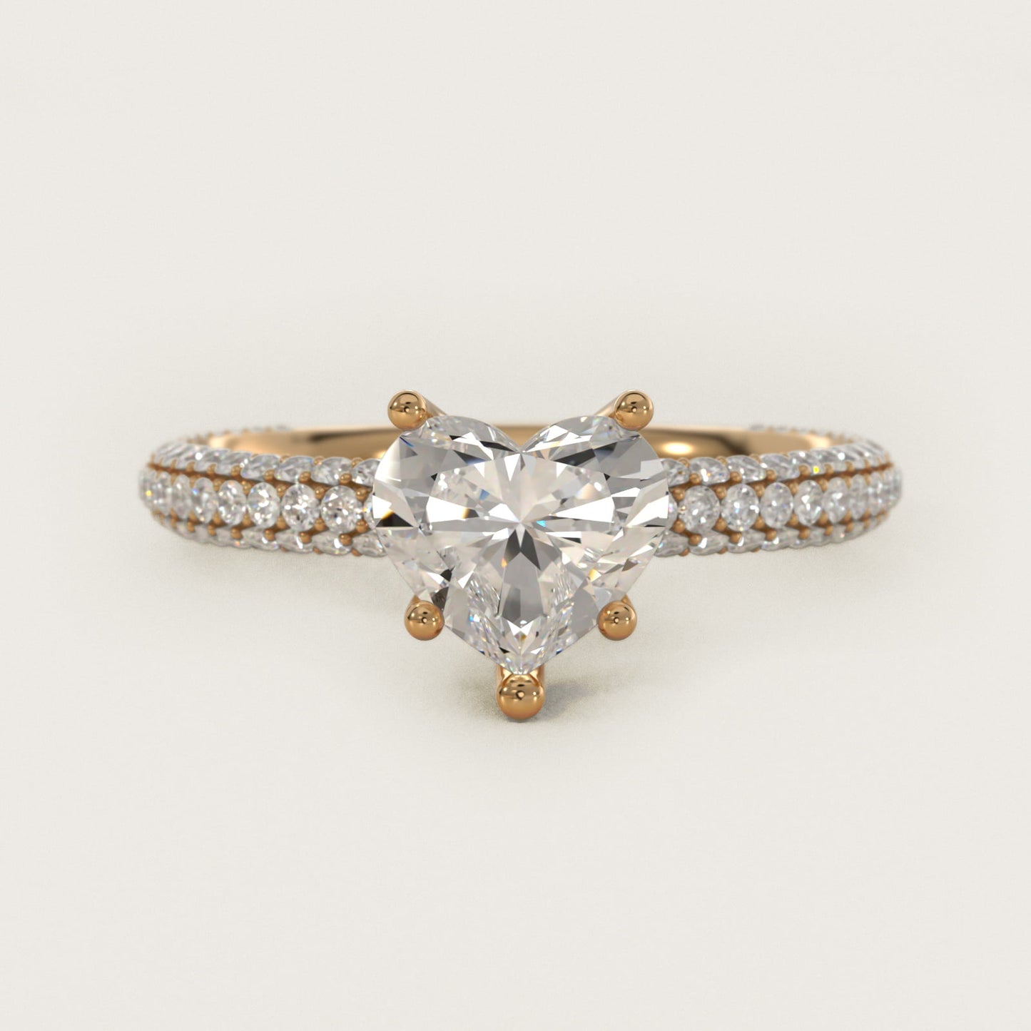 The Gallery Collection™ Rolled MicropavŽ Diamond Engagement Ring in 14K Yellow Gold (3/8 ct. tw.) - Heart Center
