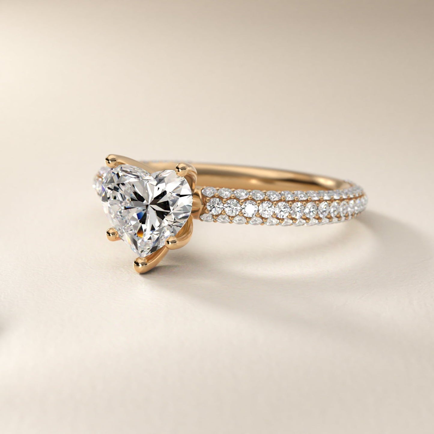 The Gallery Collection? Rolled Micropav? Diamond Engagement Ring in 18k Yellow Gold (3/8 ct. tw.) - Heart Center
