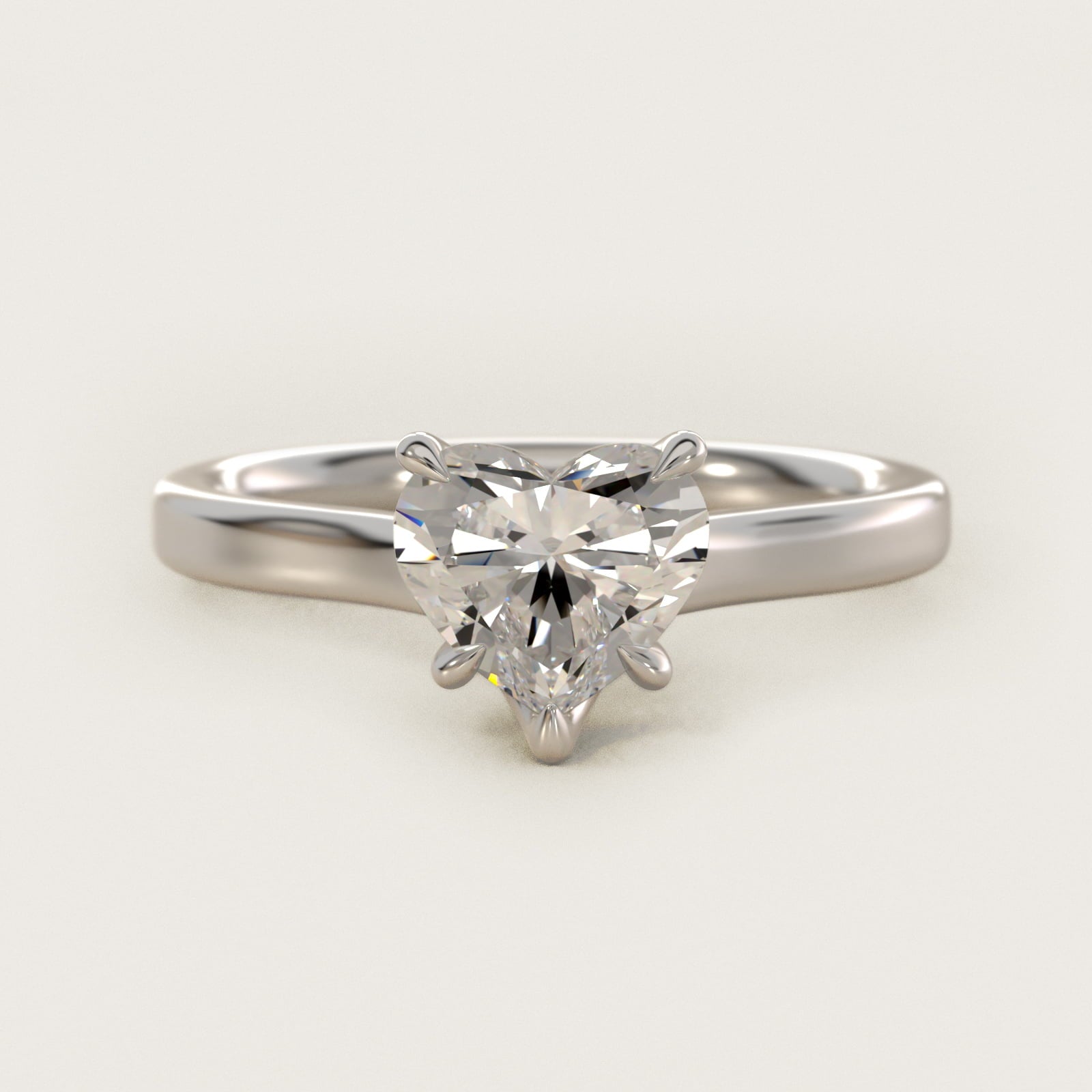 The Gallery Collection Six-Prong Trellis Solitaire Diamond Engagement Ring in Platinum - Heart Center