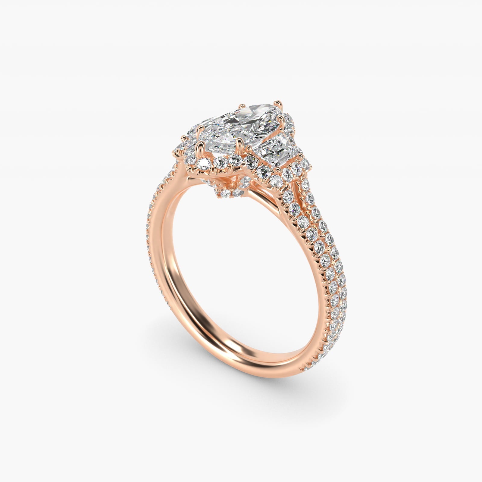 The Gallery Collection? Floating Diamond Engagement Ring in 18k Rose Gold (1/3 ct. tw.) - Marquise Center