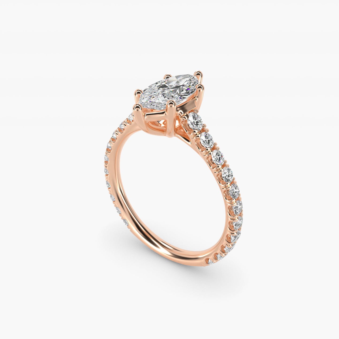 The Gallery Collection™ Cathedral PavŽ Diamond Engagement Ring in 14k Rose Gold (5/8 ct. tw.) - Marquise Center
