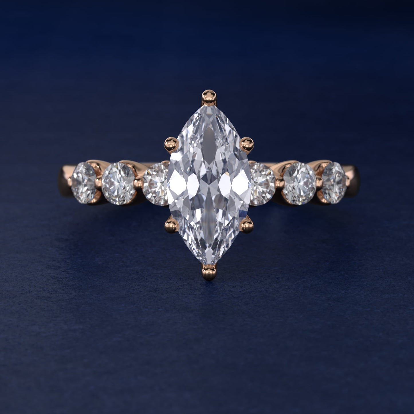 The Gallery Collection™ Floating Diamond Engagement Ring in 14k Rose Gold (1/3 ct. tw.) - Marquise Center
