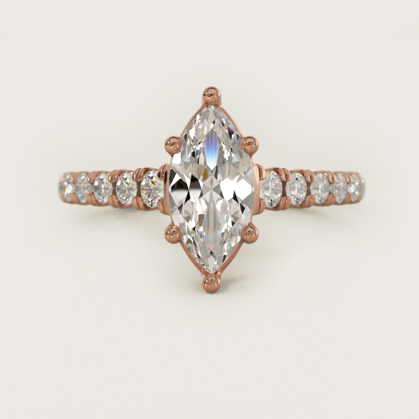 The Gallery Collection™ Cathedral PavŽ Diamond Engagement Ring in 14k Rose Gold (5/8 ct. tw.) - Marquise Center