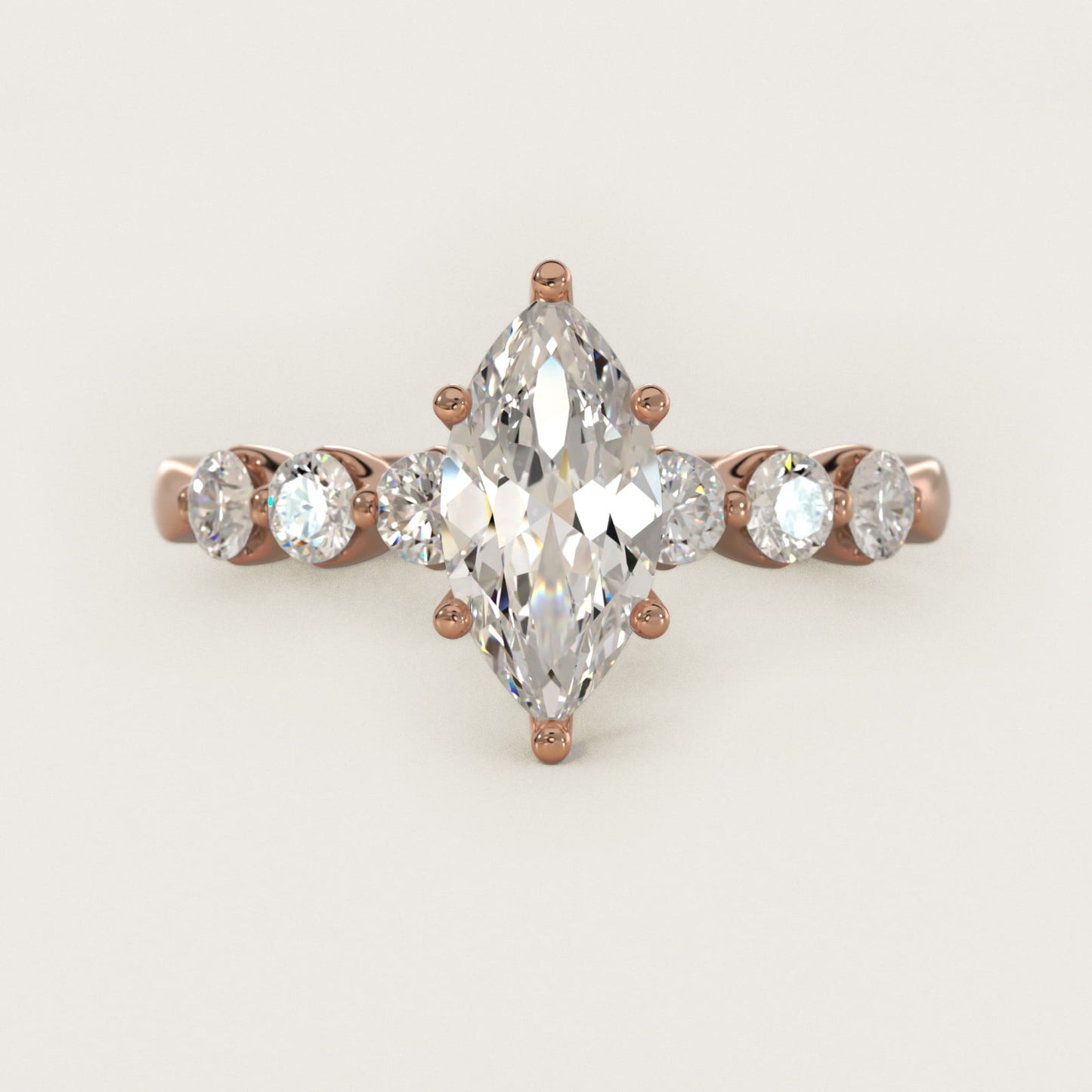The Gallery Collection™ Floating Diamond Engagement Ring in 14k Rose Gold (1/3 ct. tw.) - Marquise Center