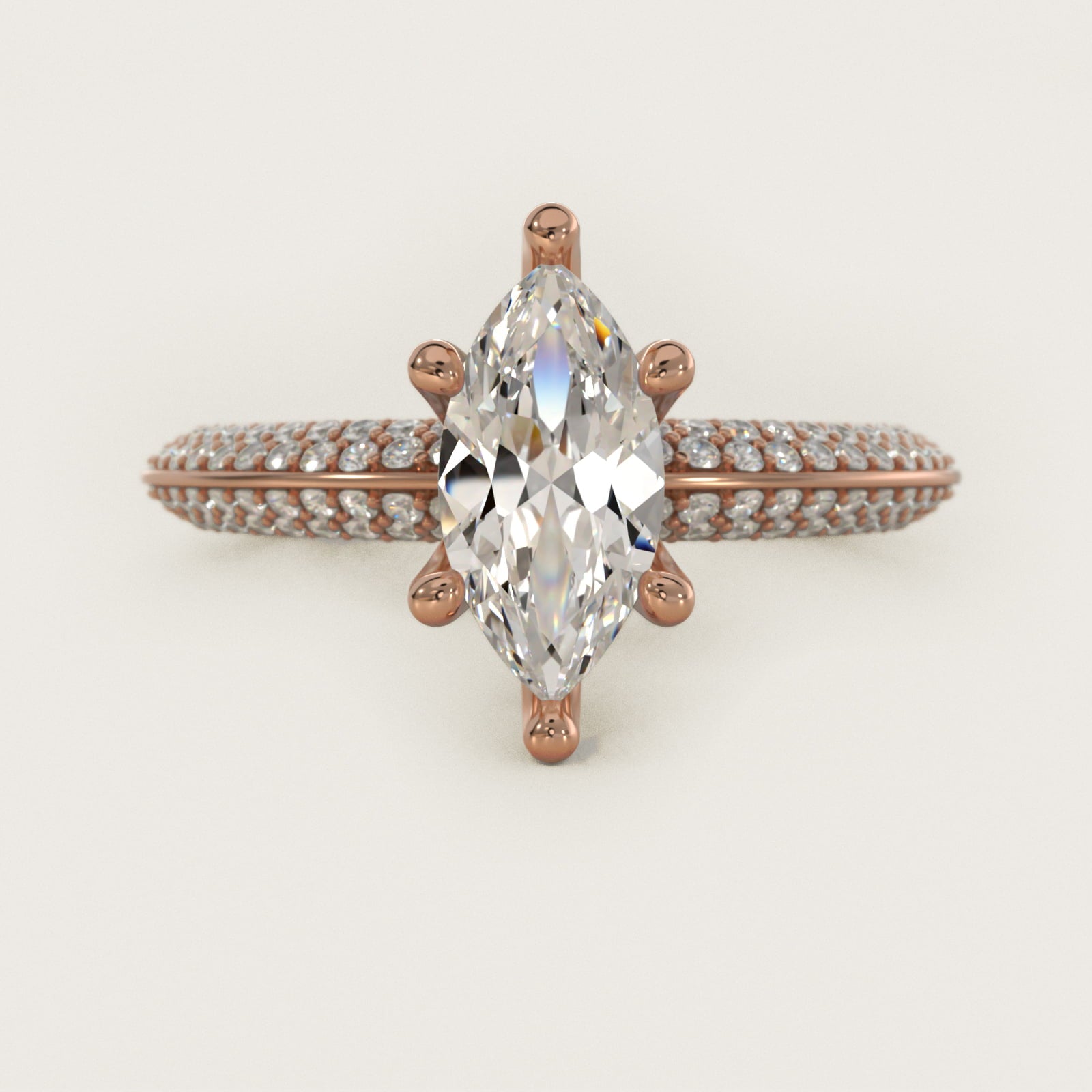 The Gallery Collection™ Knife Edge MicropavŽ Diamond Engagement Ring in 14k Rose Gold (3/8 ct. tw.) - Marquise Center