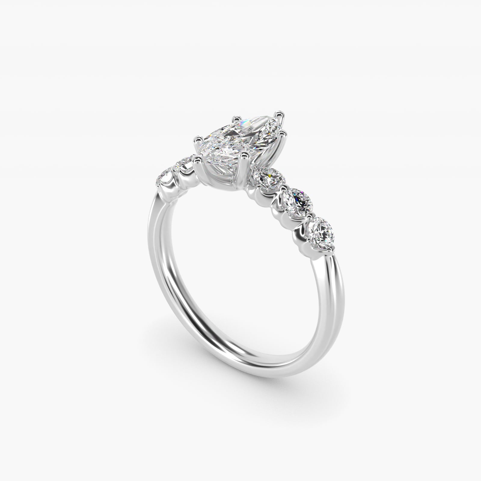 The Gallery Collection™ Floating Diamond Engagement Ring in 14k White Gold (1/3 ct. tw.) - Marquise Center