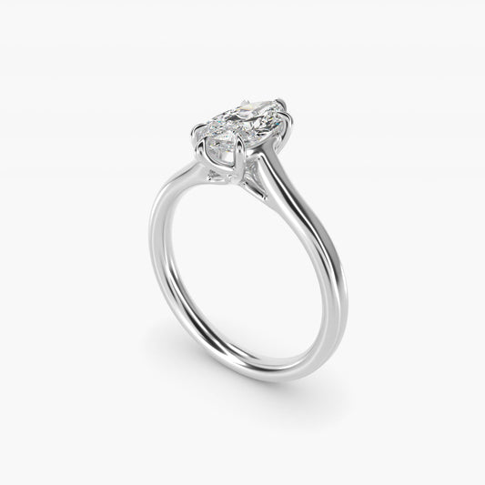 The Gallery Collection Six-Prong Trellis Solitaire Diamond Engagement Ring in 14k White Gold - Marquise Center