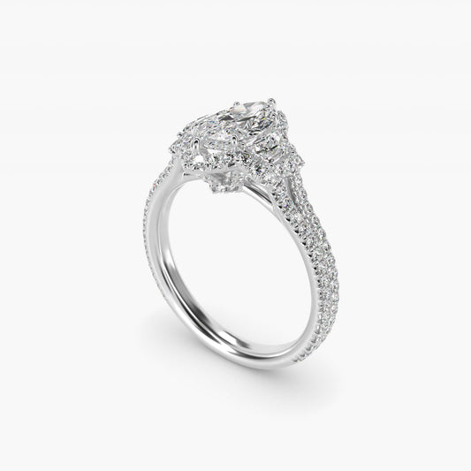 The Gallery Collection? Floating Diamond Engagement Ring in 18k White Gold (1/3 ct. tw.) - Marquise Center