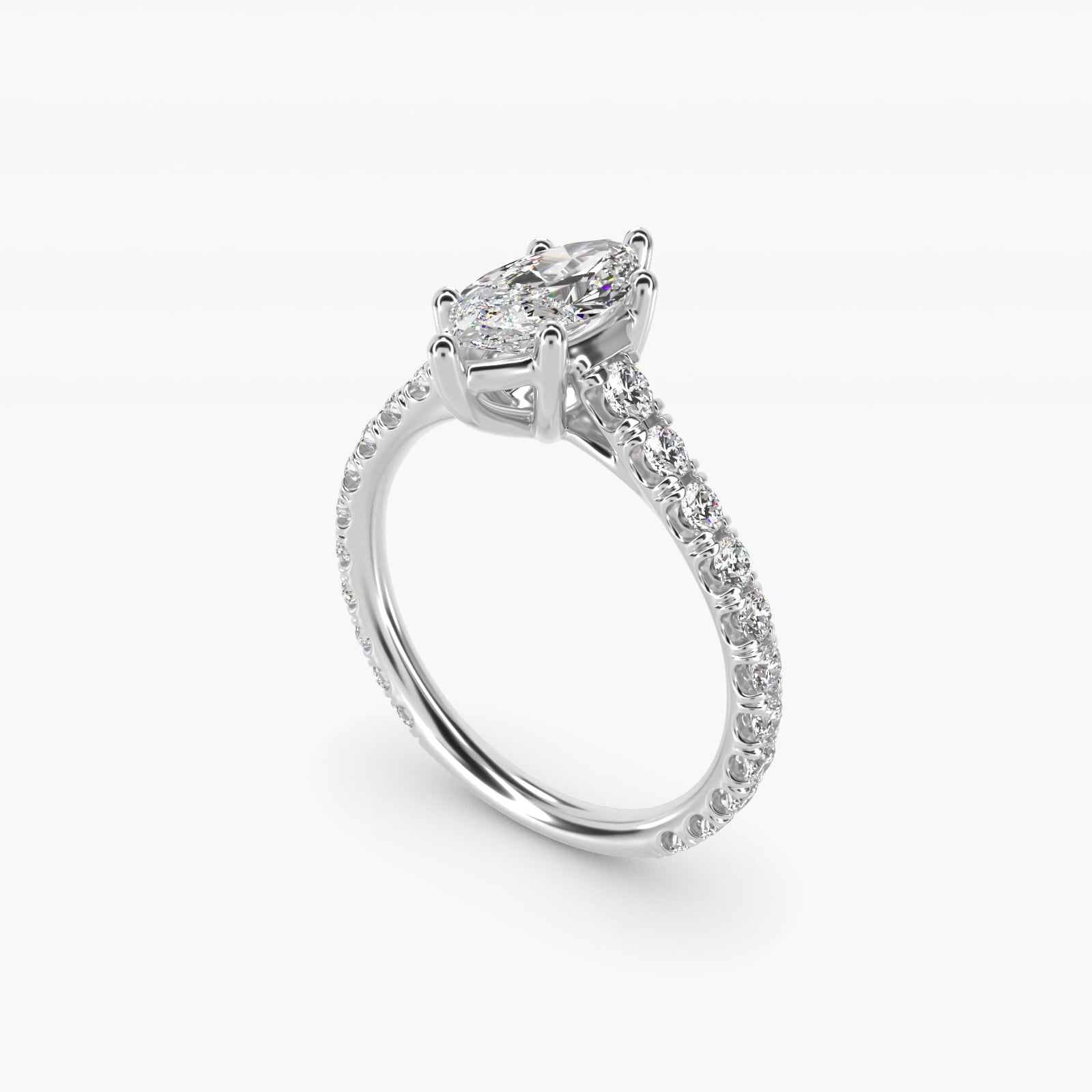 The Gallery Collection™ Cathedral PavŽ Diamond Engagement Ring in 14k White Gold (5/8 ct. tw.) - Marquise Center