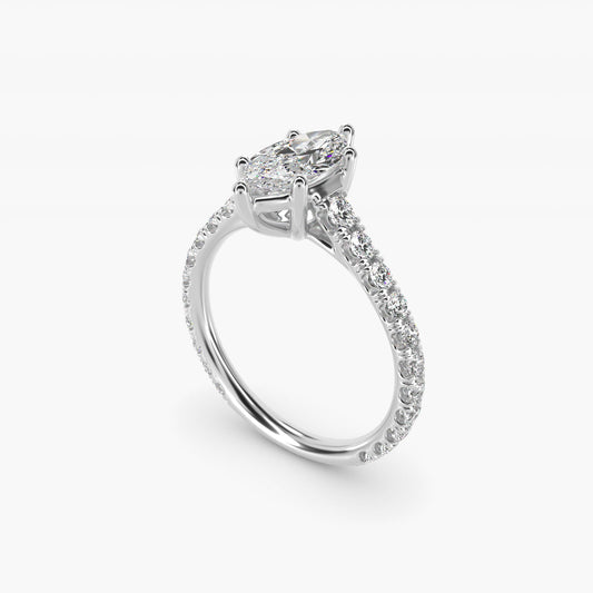 The Gallery Collection™ Cathedral PavŽ Diamond Engagement Ring in 14k White Gold (5/8 ct. tw.) - Marquise Center