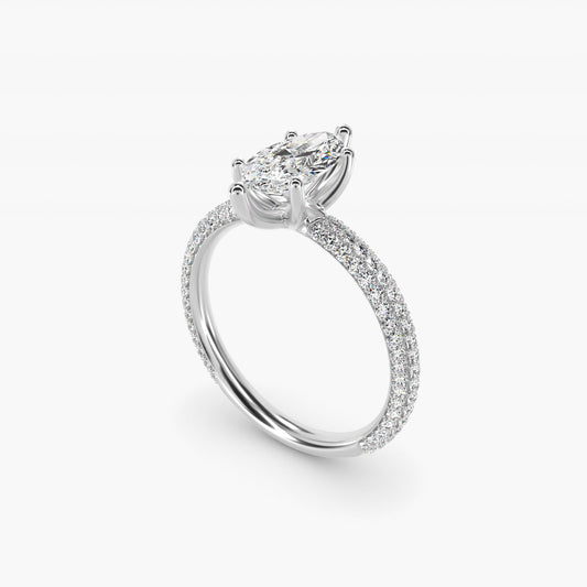 The Gallery Collection™ Rolled MicropavŽ Diamond Engagement Ring in 14k White Gold (3/8 ct. tw.) - Marquise Center