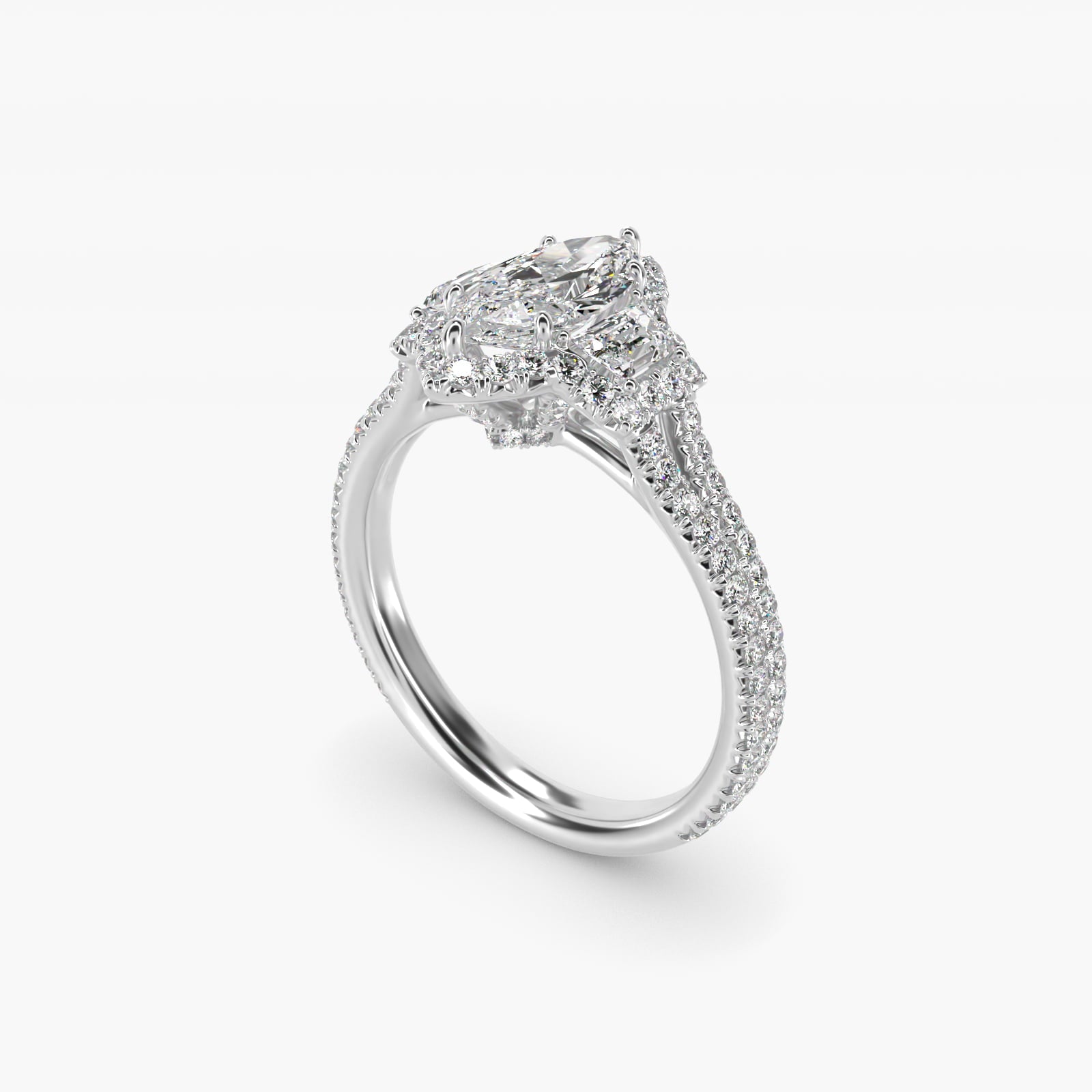 The Gallery Collection? Cathedral Pav? Diamond Engagement Ring in 18k White Gold (5/8 ct. tw.) - Marquise Center
