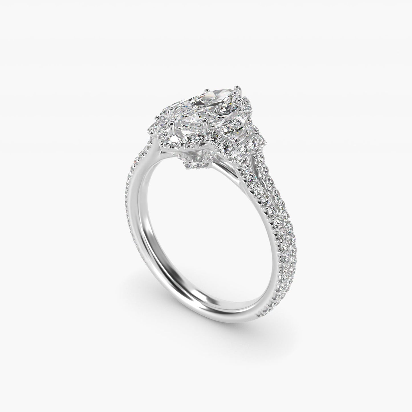 The Gallery Collection? Rolled Micropav? Diamond Engagement Ring in 18k White Gold (3/8 ct. tw.) - Marquise Center