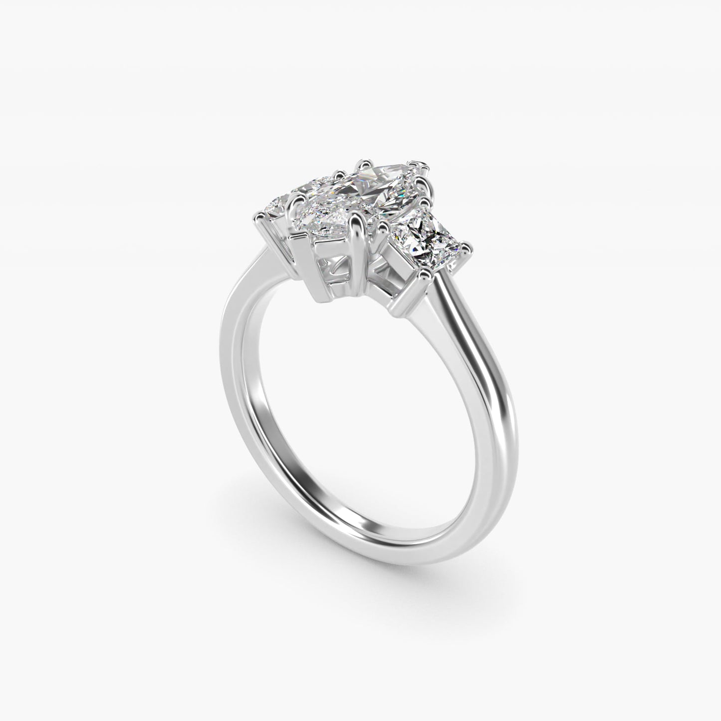 The Gallery Collectionª Princess-Cut Three-Stone Diamond Engagement Ring in 18k White Gold (3/8 ct. tw.) - Marquise Center