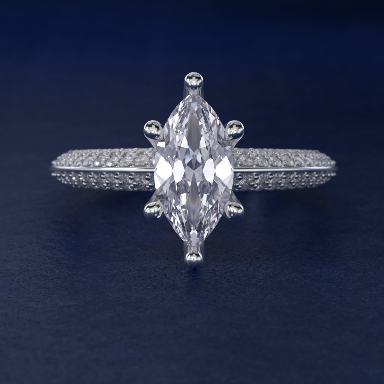 The Gallery Collection? Floating Diamond Engagement Ring in 18k White Gold (1/3 ct. tw.) - Marquise Center