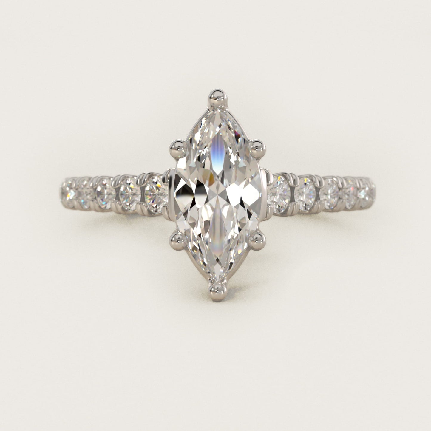 The Gallery Collection™ Cathedral PavŽ Diamond Engagement Ring in 14k White Gold (5/8 ct. tw.) - Marquise Center