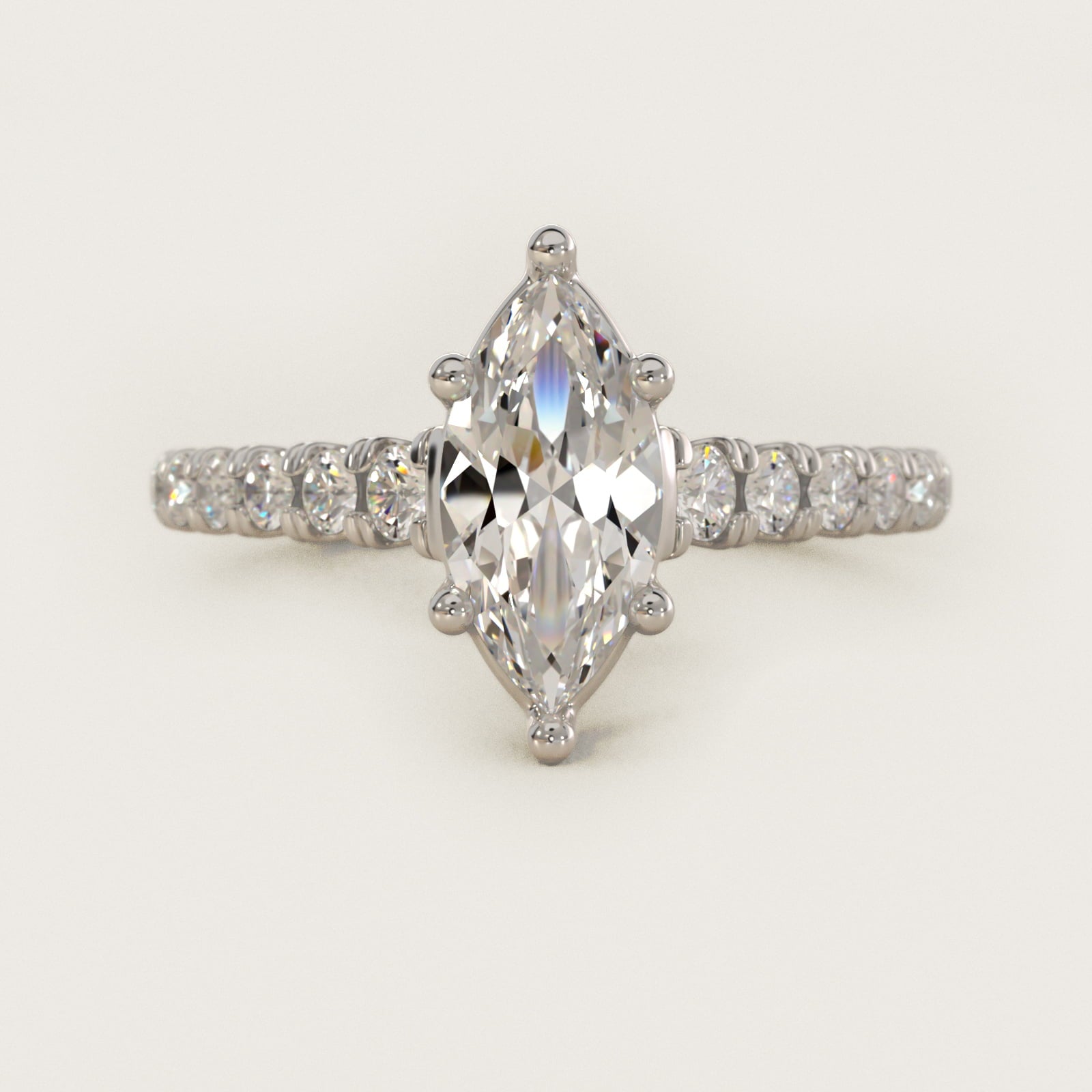 The Gallery Collection™ Cathedral PavŽ Diamond Engagement Ring in 14k White Gold (5/8 ct. tw.) - Marquise Center