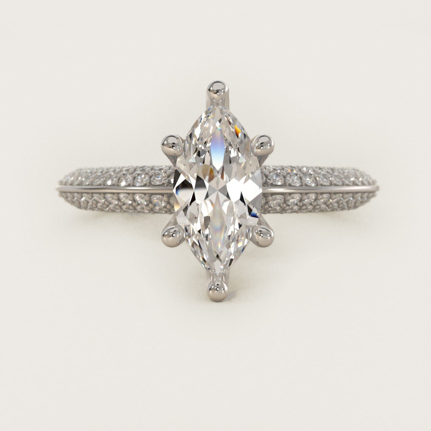 The Gallery Collection™ Knife Edge MicropavŽ Diamond Engagement Ring in 14k White Gold (3/8 ct. tw.) - Marquise Center