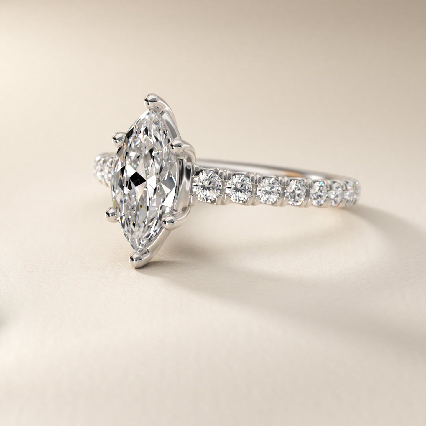 The Gallery Collection™ Cathedral PavŽ Diamond Engagement Ring in 14k White Gold (5/8 ct. tw.) - Marquise Center