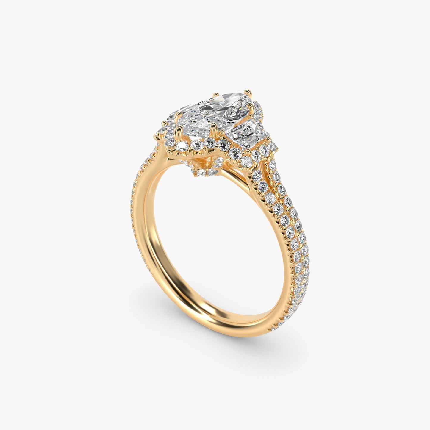 The Gallery Collection? Cathedral Pav? Diamond Engagement Ring in 18k Yellow Gold (5/8 ct. tw.) - Marquise Center