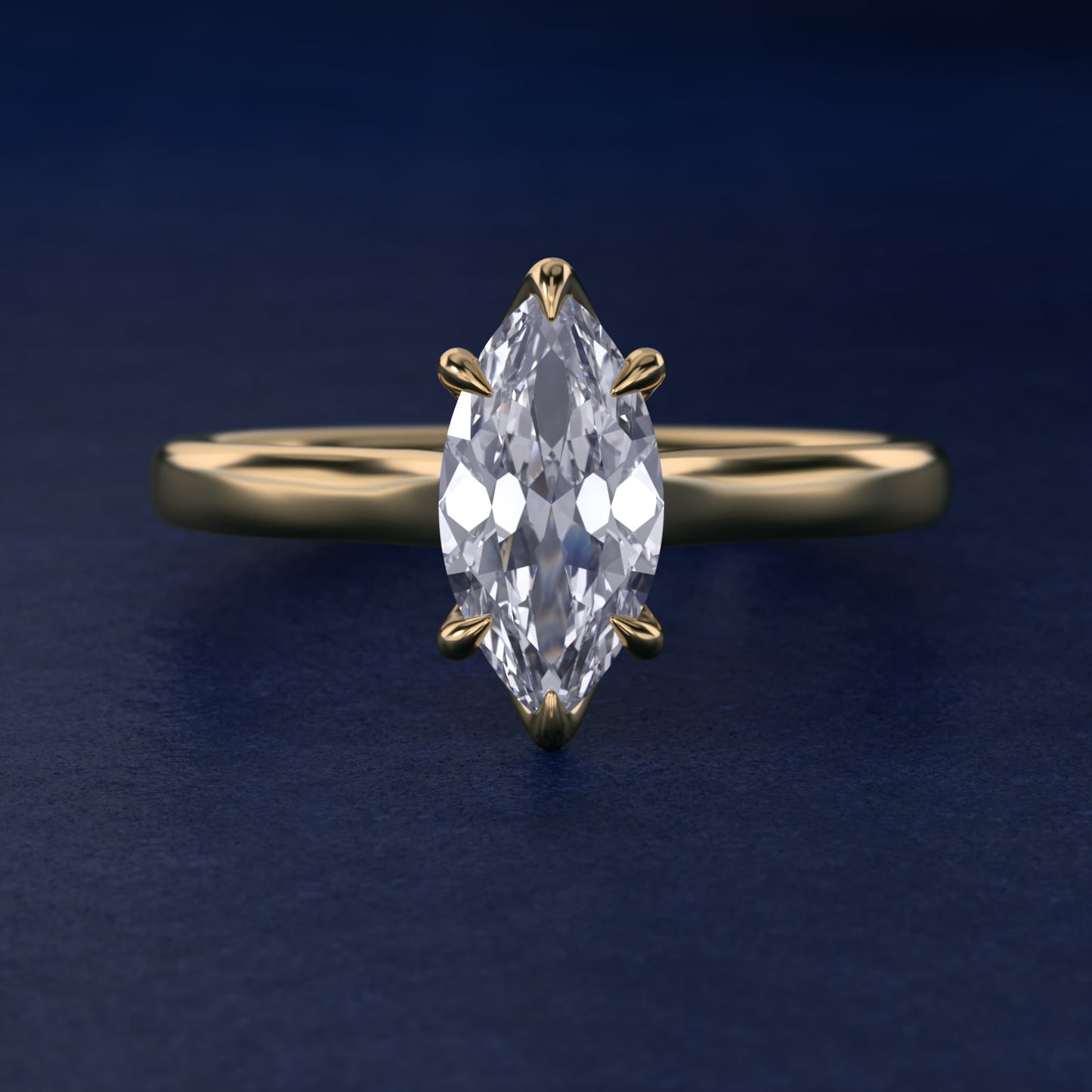 The Gallery Collection Six-Prong Trellis Solitaire Diamond Engagement Ring in 14K Yellow Gold - Marquise Center