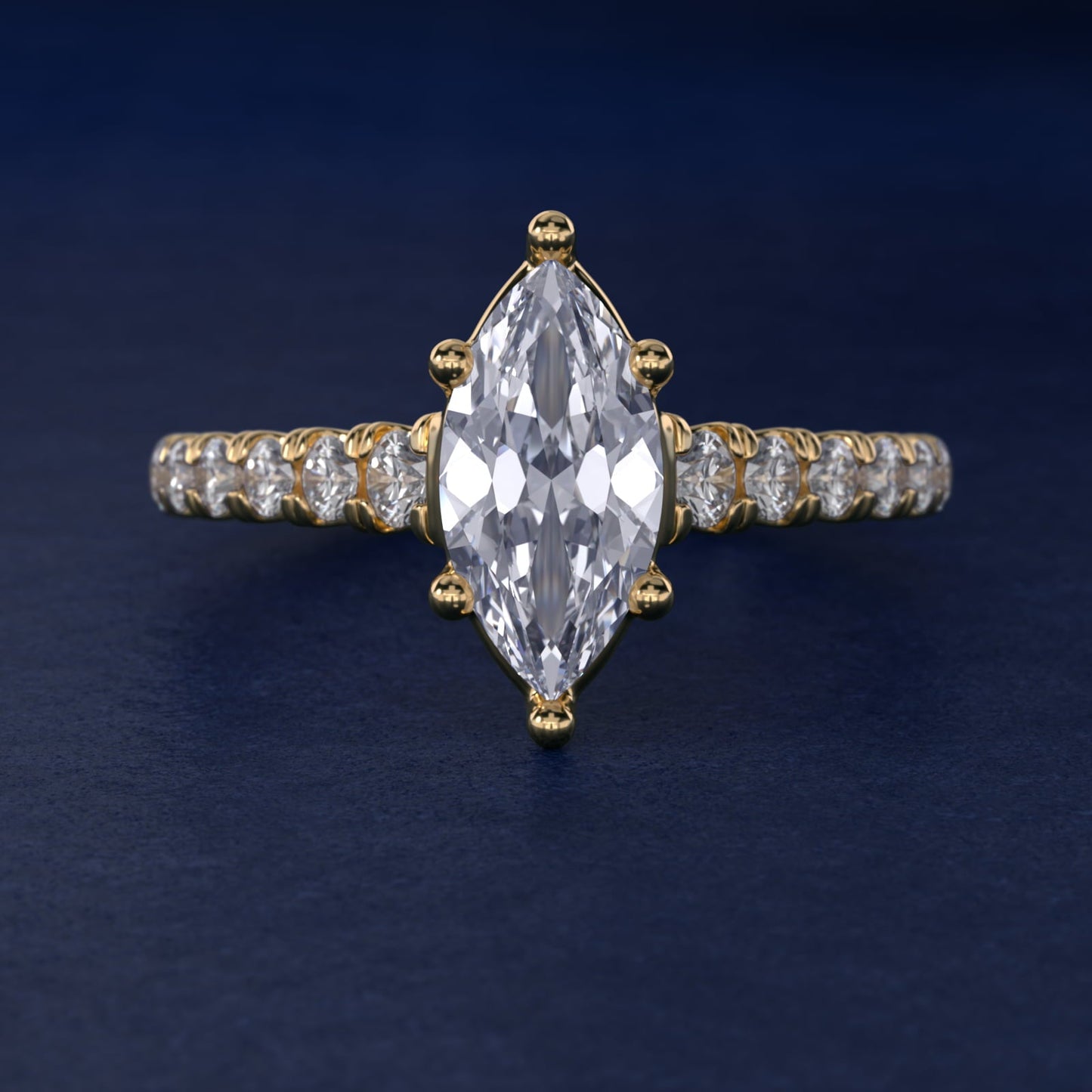 The Gallery Collection? Cathedral Pav? Diamond Engagement Ring in 18k Yellow Gold (5/8 ct. tw.) - Marquise Center