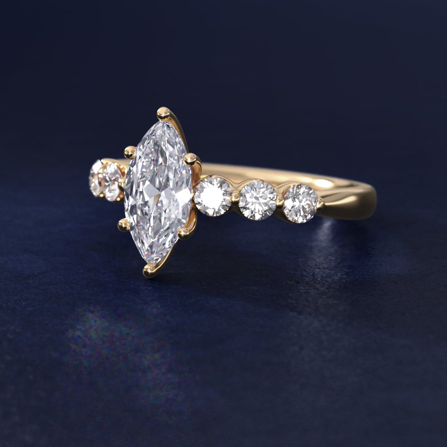 The Gallery Collection™ Floating Diamond Engagement Ring in 18k Yellow Gold (1/3 ct. tw.) - Marquise Center