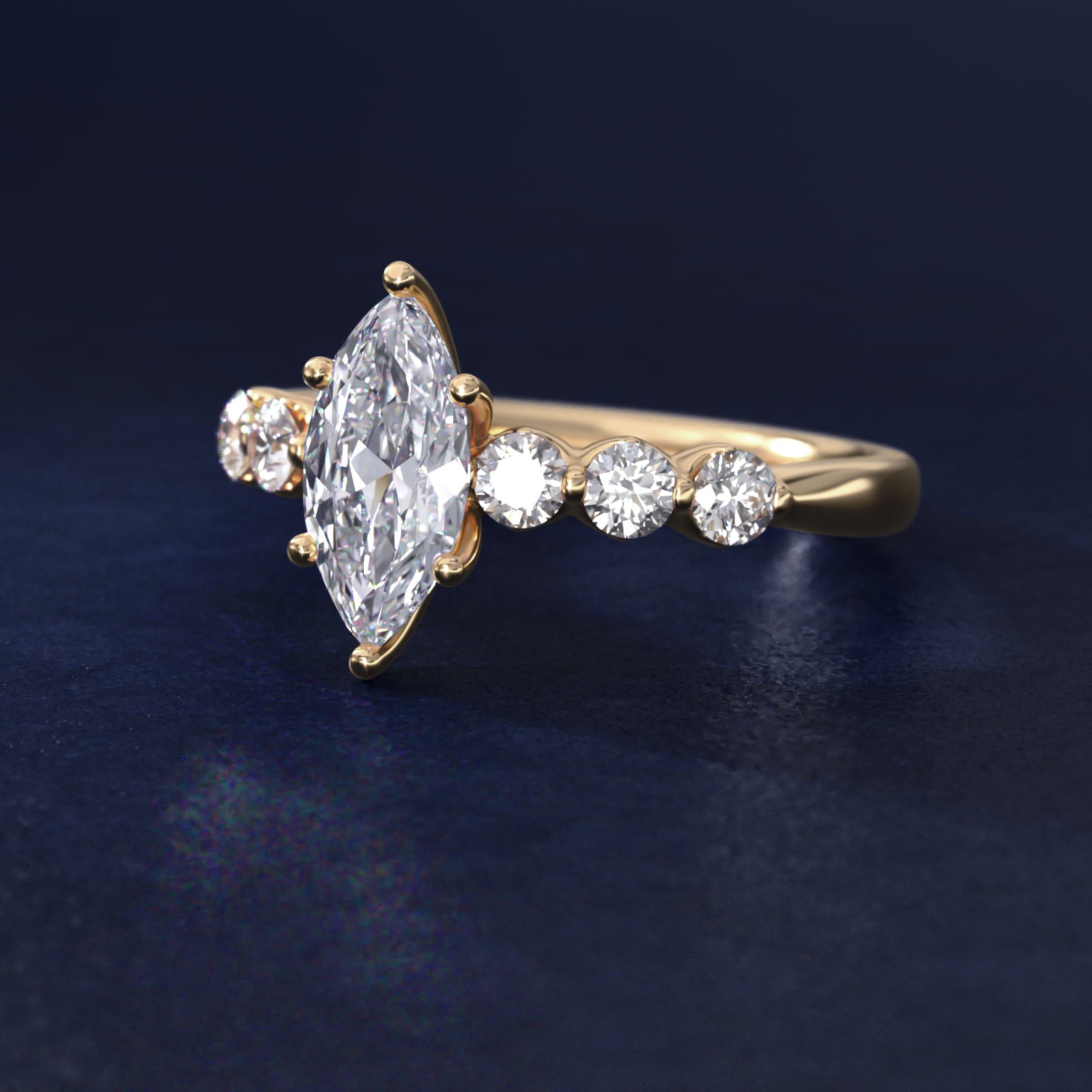 The Gallery Collection™ Floating Diamond Engagement Ring in 18k Yellow Gold (1/3 ct. tw.) - Marquise Center