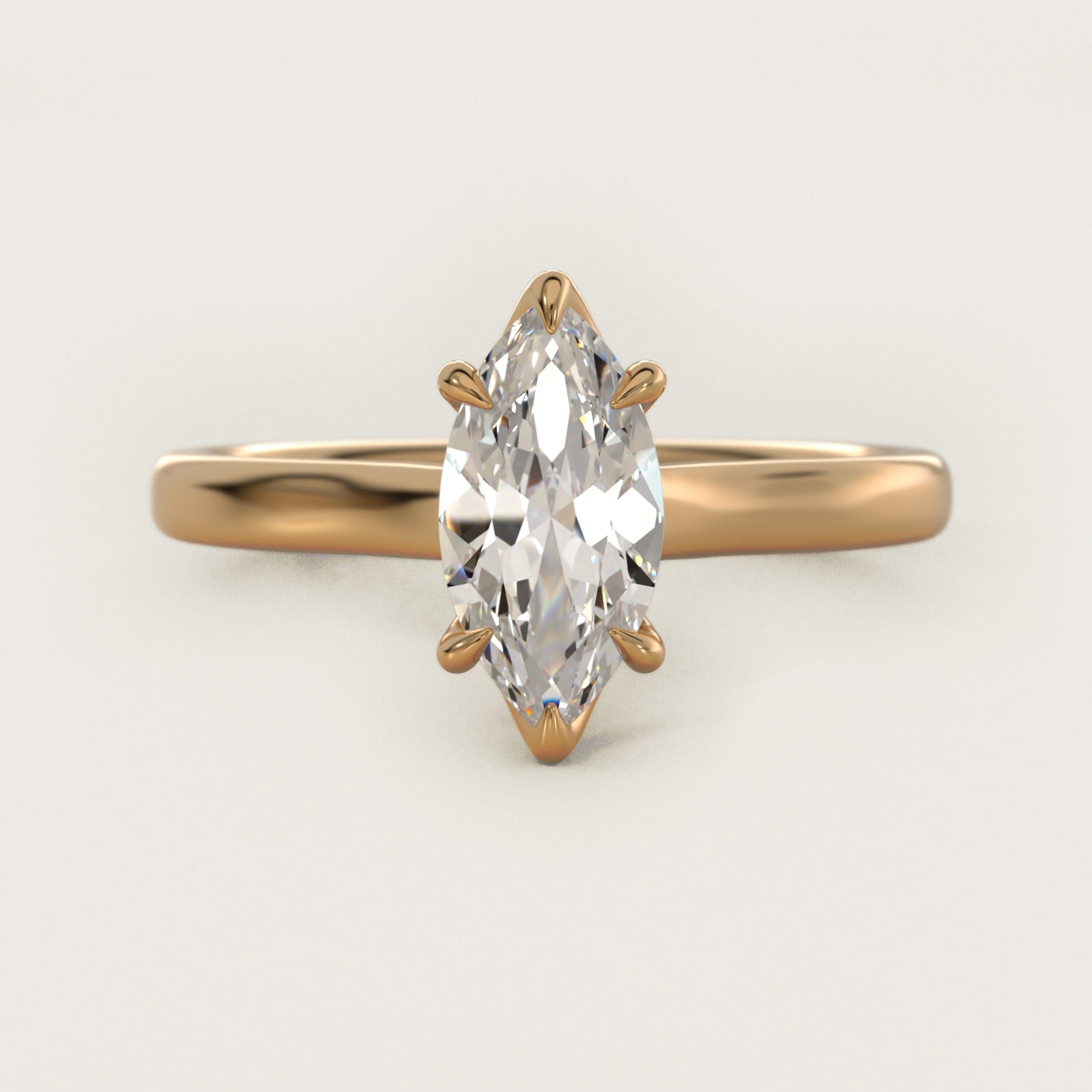 The Gallery Collection Six-Prong Trellis Solitaire Diamond Engagement Ring in 18k Yellow Gold - Marquise Center