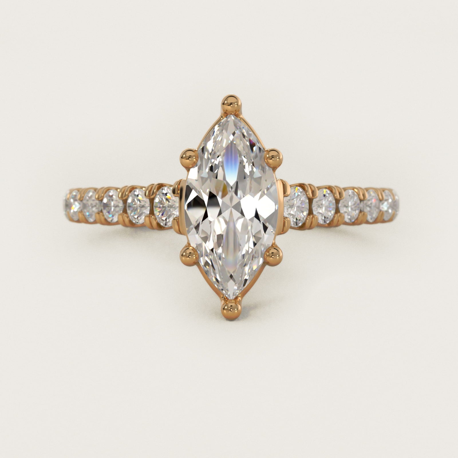 The Gallery Collection™ Cathedral PavŽ Diamond Engagement Ring in 14K Yellow Gold (5/8 ct. tw.) - Marquise Center
