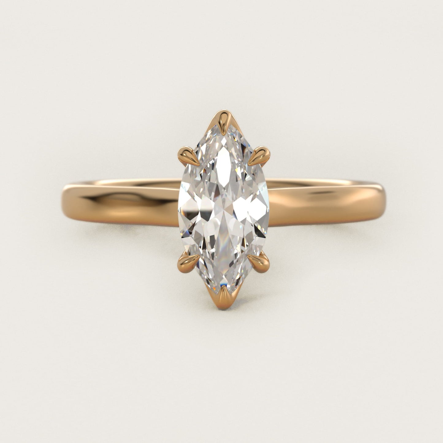 The Gallery Collection Six-Prong Trellis Solitaire Diamond Engagement Ring in 14K Yellow Gold - Marquise Center