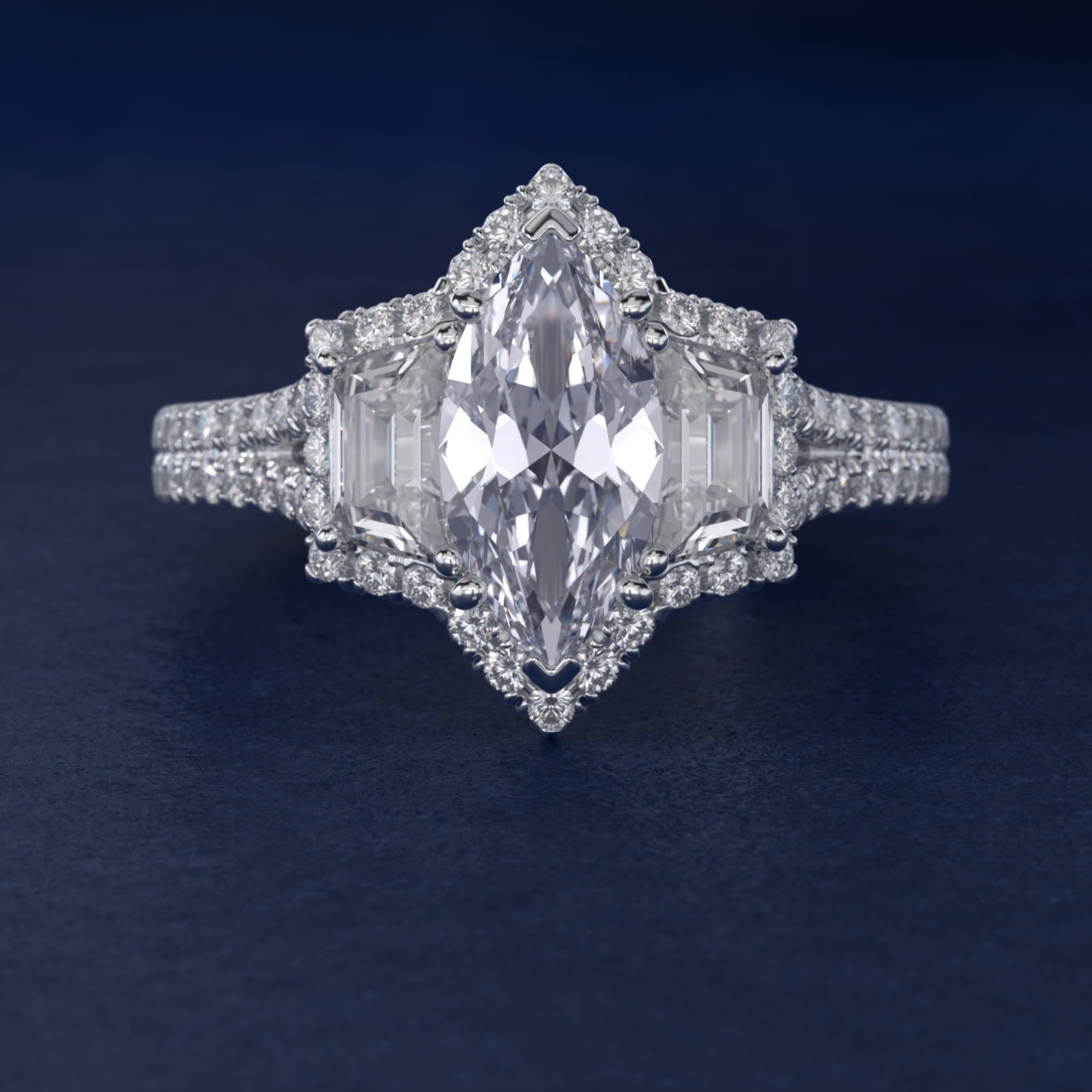 The Gallery Collection? Floating Diamond Engagement Ring in Platinum (1/3 ct. tw.) - Marquise Center