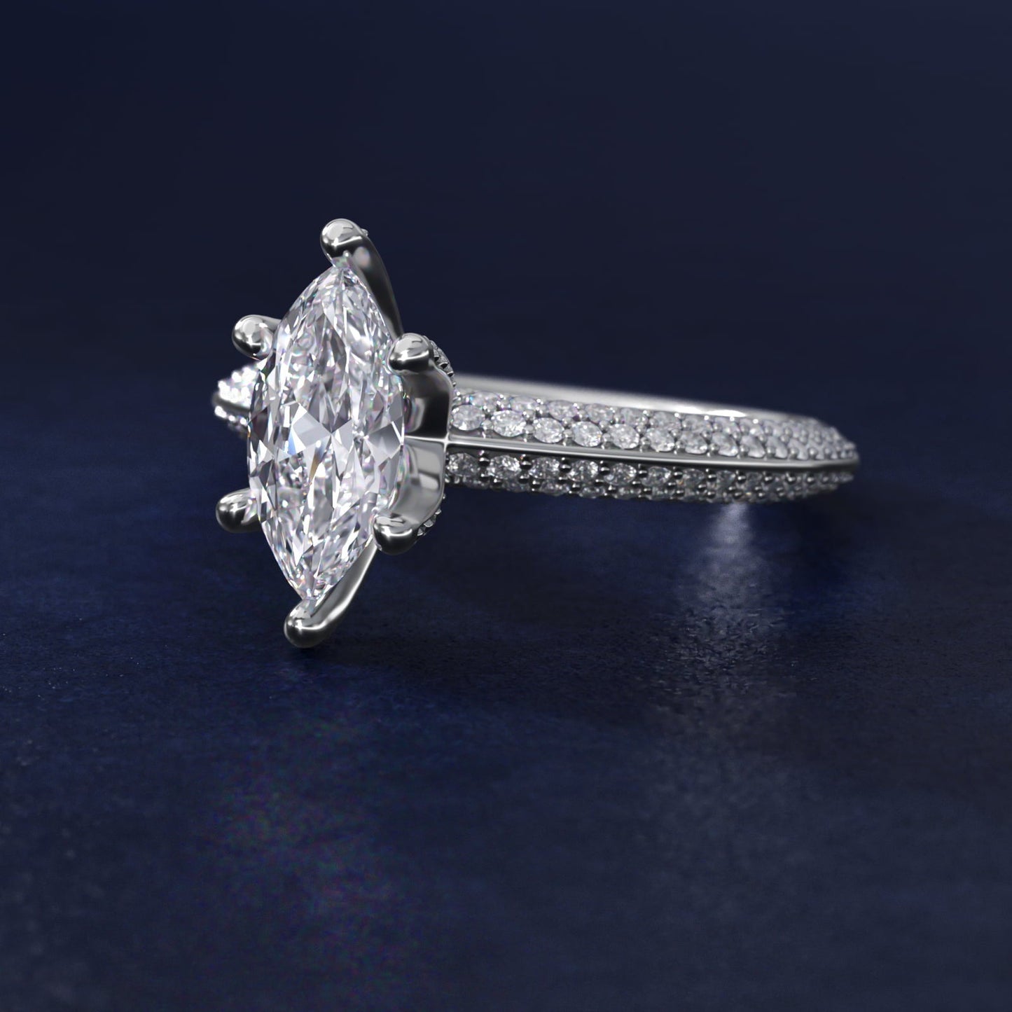 The Gallery Collection? Rolled Micropav? Diamond Engagement Ring in Platinum (3/8 ct. tw.) - Marquise Center