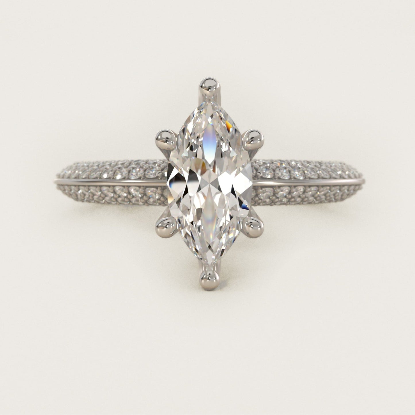 The Gallery Collection? Rolled Micropav? Diamond Engagement Ring in Platinum (3/8 ct. tw.) - Marquise Center
