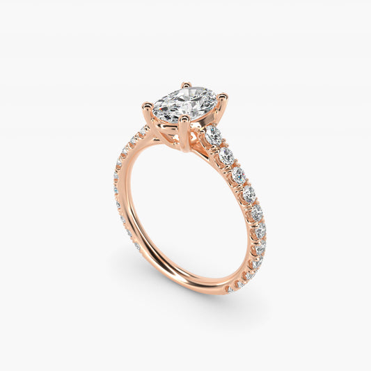 The Gallery Collection™ Cathedral PavŽ Diamond Engagement Ring in 14k Rose Gold (5/8 ct. tw.) - Oval Center