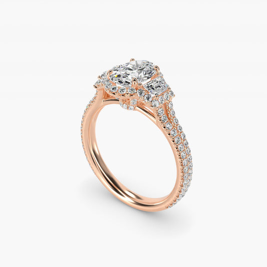 The Gallery Collection? Cathedral Pav? Diamond Engagement Ring in 18k Rose Gold (5/8 ct. tw.) - Oval Center