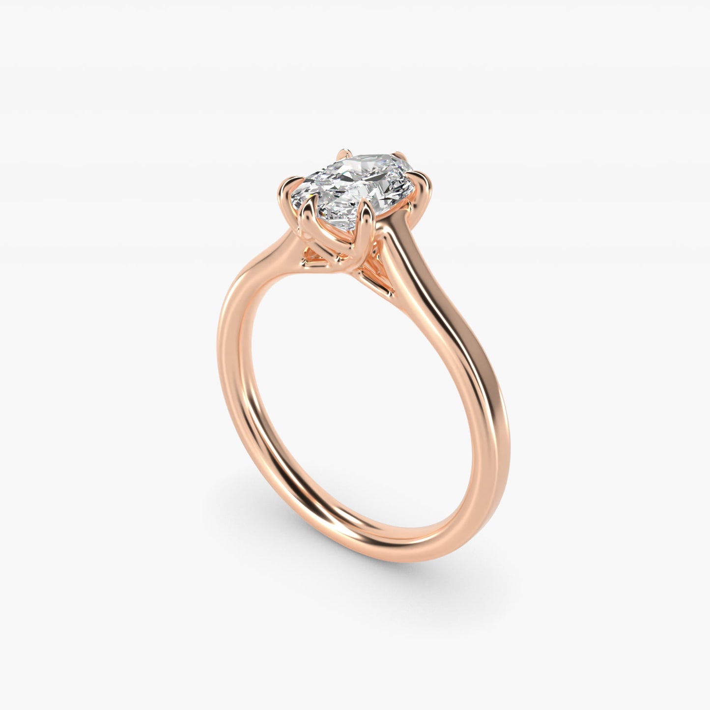 The Gallery Collection Six-Prong Trellis Solitaire Diamond Engagement Ring in 14k Rose Gold - Oval Center