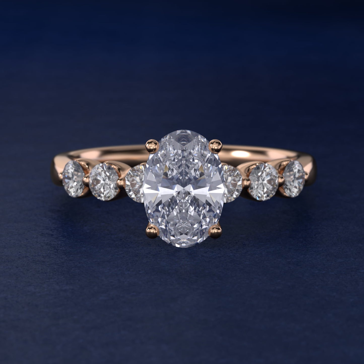 The Gallery Collection™ Floating Diamond Engagement Ring in 14k Rose Gold (1/3 ct. tw.) - Oval Center
