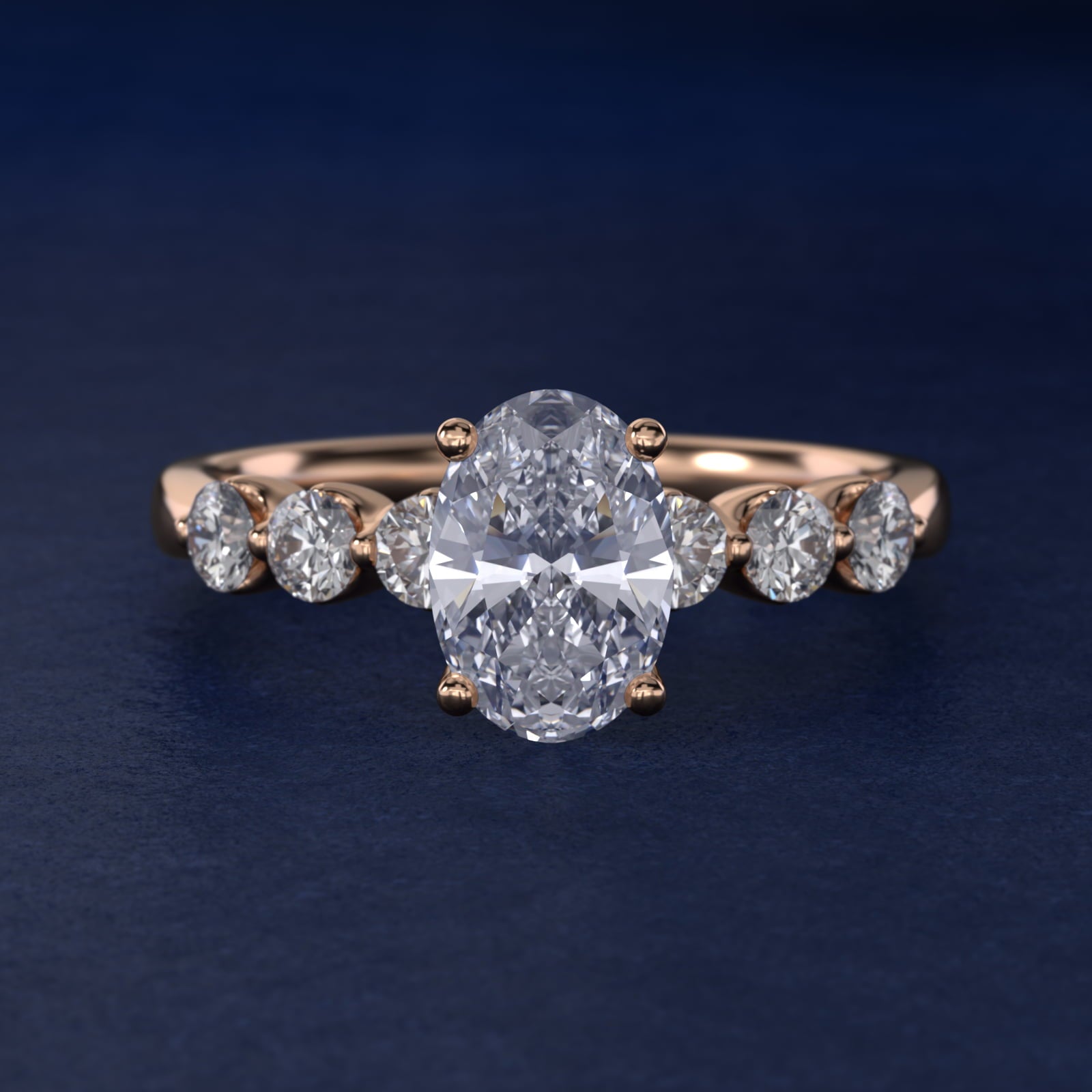 The Gallery Collection™ Floating Diamond Engagement Ring in 14k Rose Gold (1/3 ct. tw.) - Oval Center