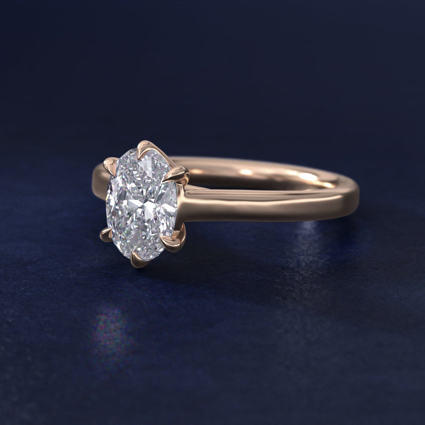 The Gallery Collection Six-Prong Trellis Solitaire Diamond Engagement Ring in 14k Rose Gold - Oval Center