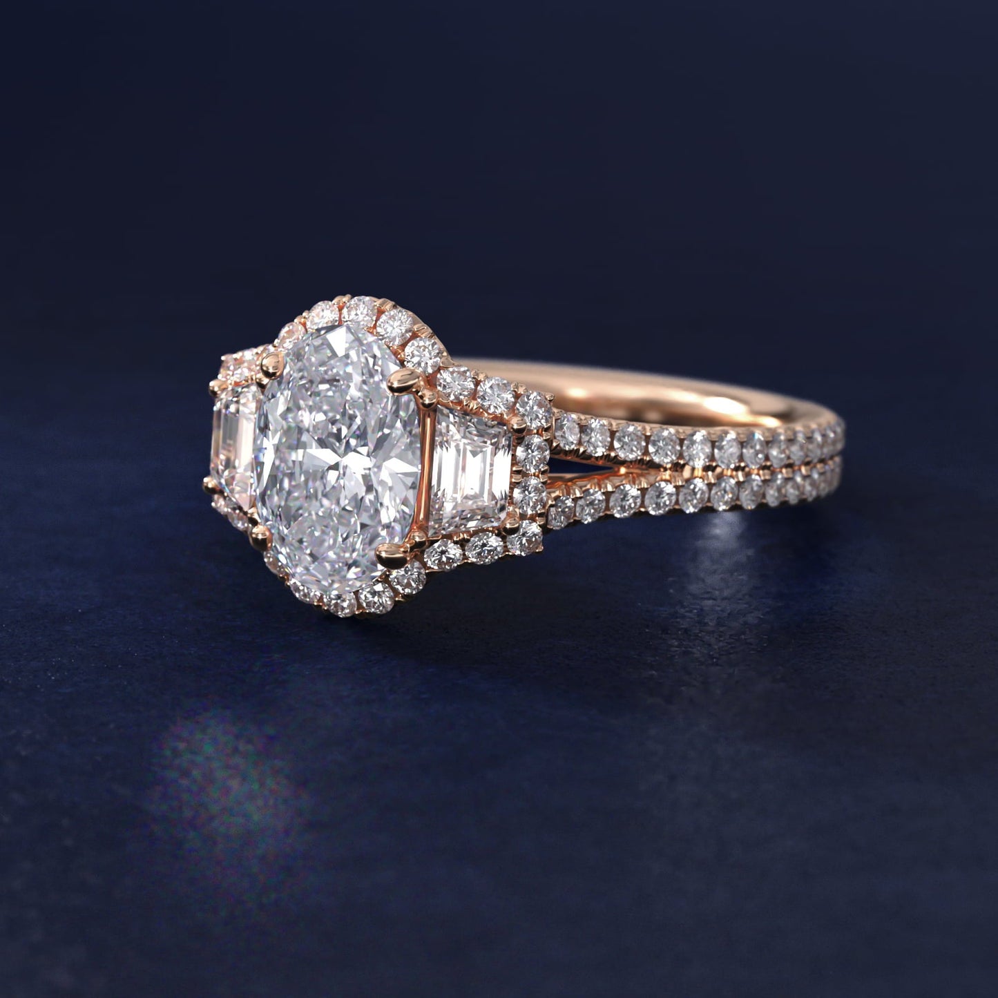 The Gallery Collection? Rolled Micropav? Diamond Engagement Ring in 18k Rose Gold (3/8 ct. tw.) - Oval Center