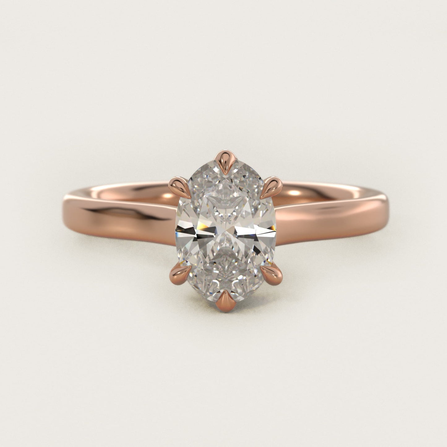 The Gallery Collection Six-Prong Trellis Solitaire Diamond Engagement Ring in 14k Rose Gold - Oval Center