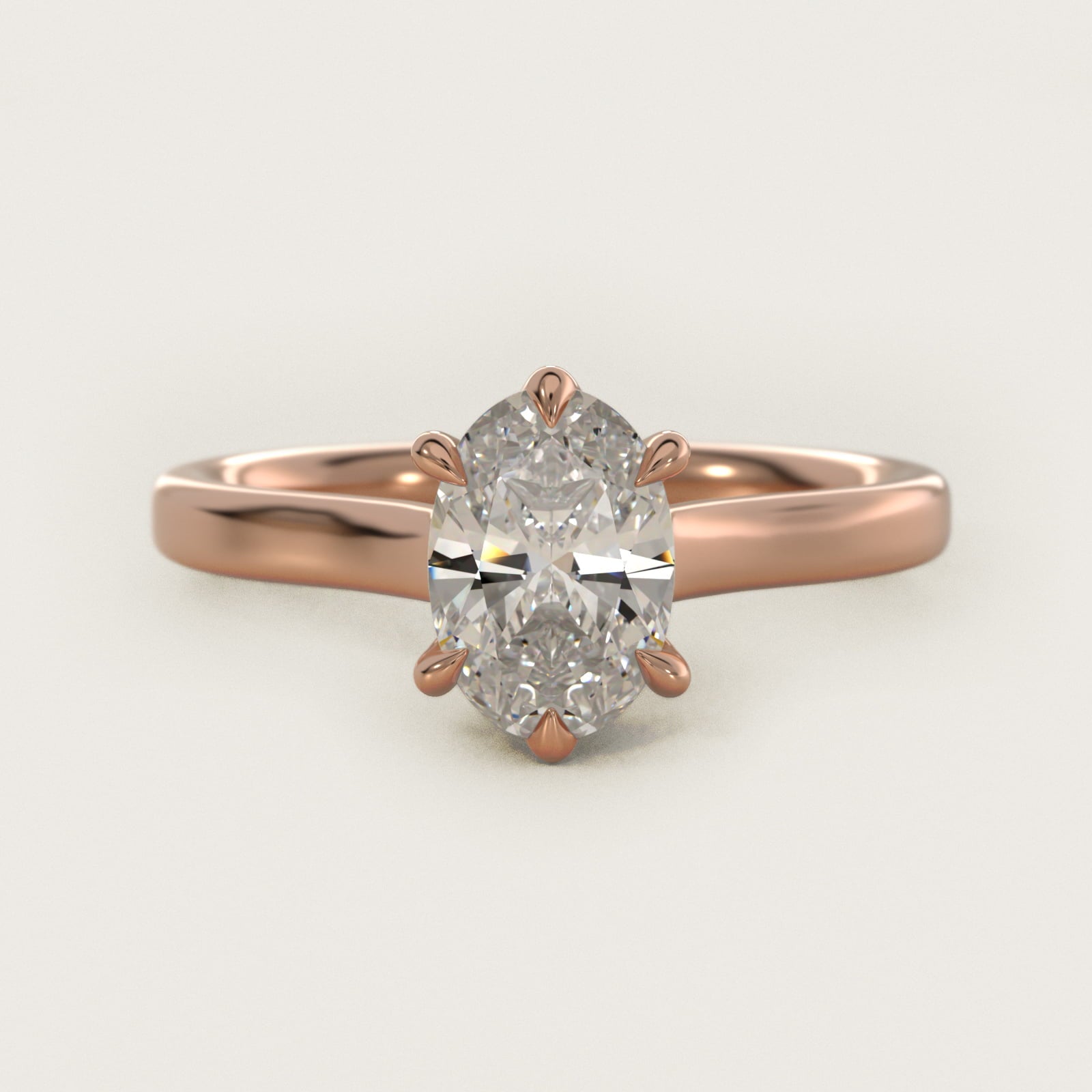 The Gallery Collection Six-Prong Trellis Solitaire Diamond Engagement Ring in 14k Rose Gold - Oval Center
