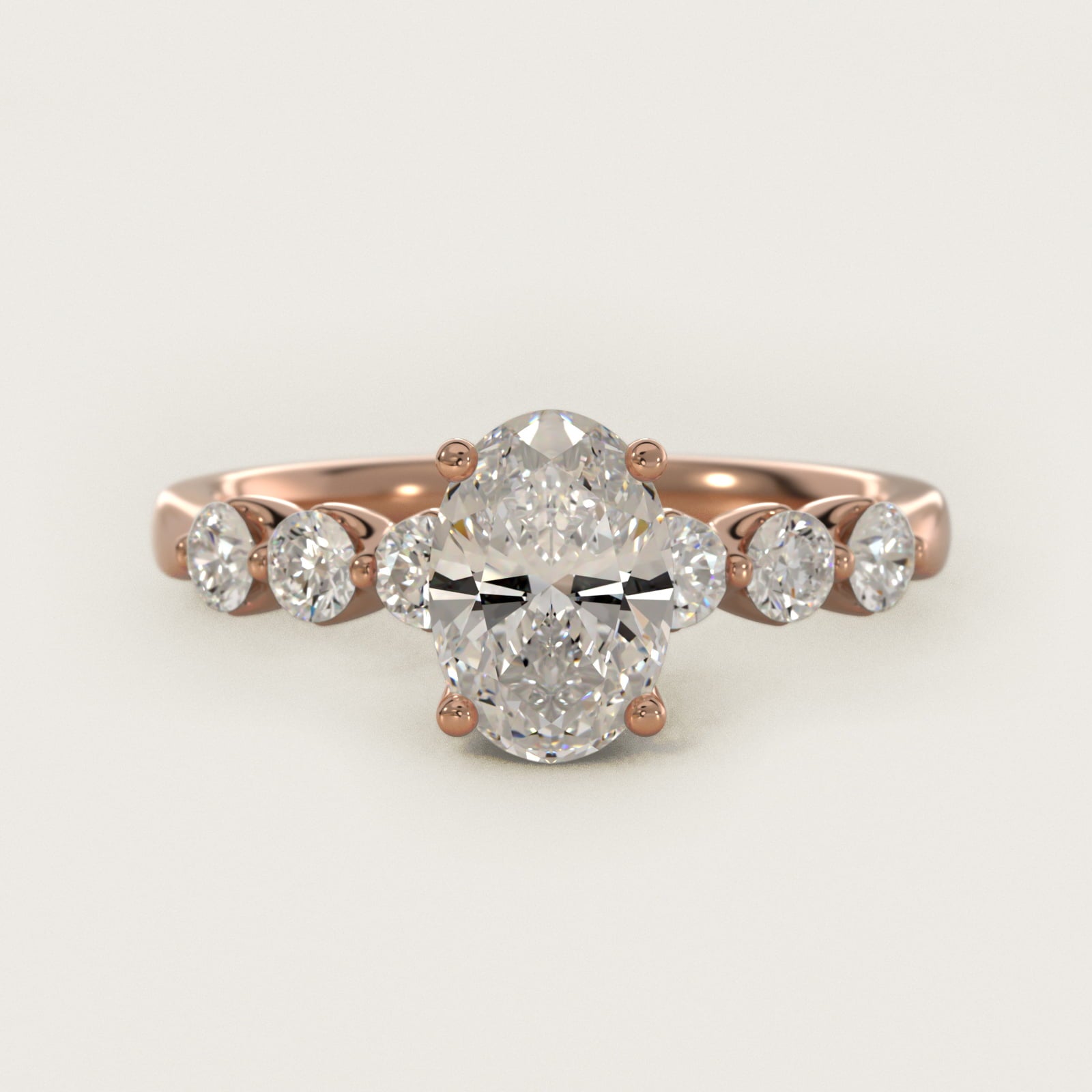 The Gallery Collection™ Floating Diamond Engagement Ring in 14k Rose Gold (1/3 ct. tw.) - Oval Center